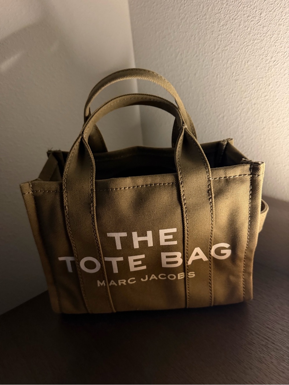 Marc Jacobs Small Tote Bag in Olive Green with White Logo